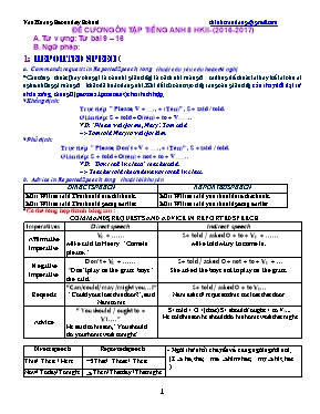 Đề cương ôn tập kiểm tra học kỳ II môn Tiếng Anh 8 - Năm học 2016-2017